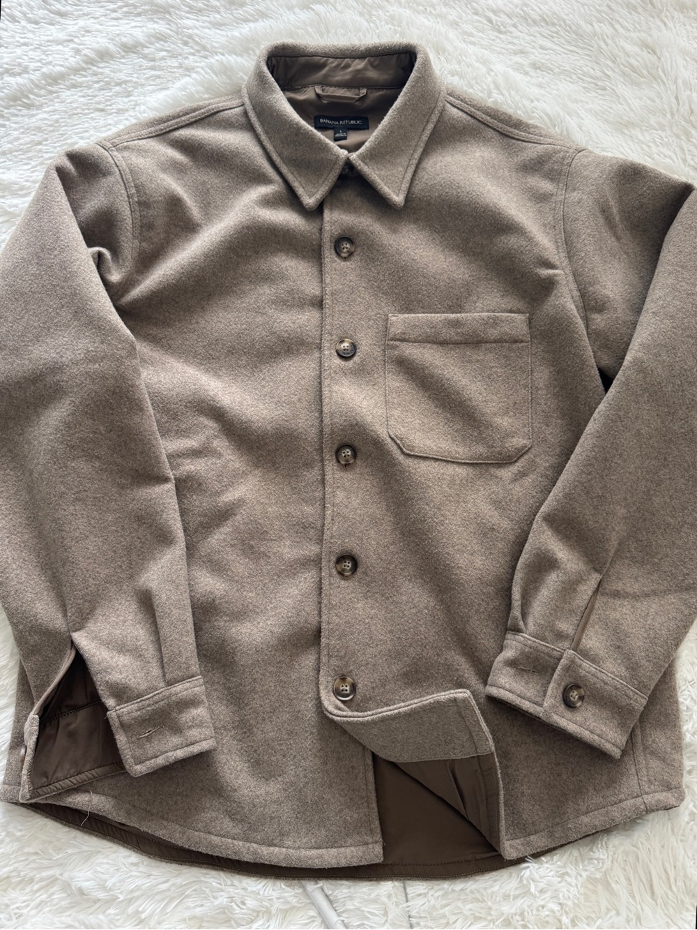 Banana Republic Men's Taupe Button-Front Shirt Jacket